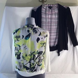 2pc Worthington summer sweaters with sheer printed back size medium